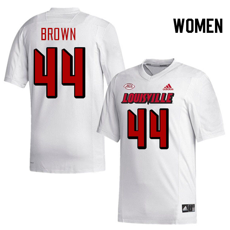Women #44 Selah Brown Louisville Cardinals College Football Jerseys Stitched-White